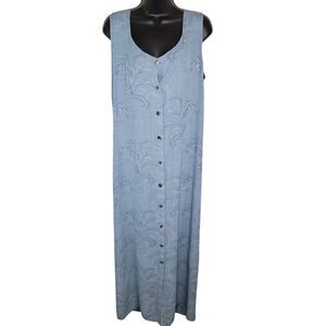 Citron light blue embossed rayon tank maxi dress size XL